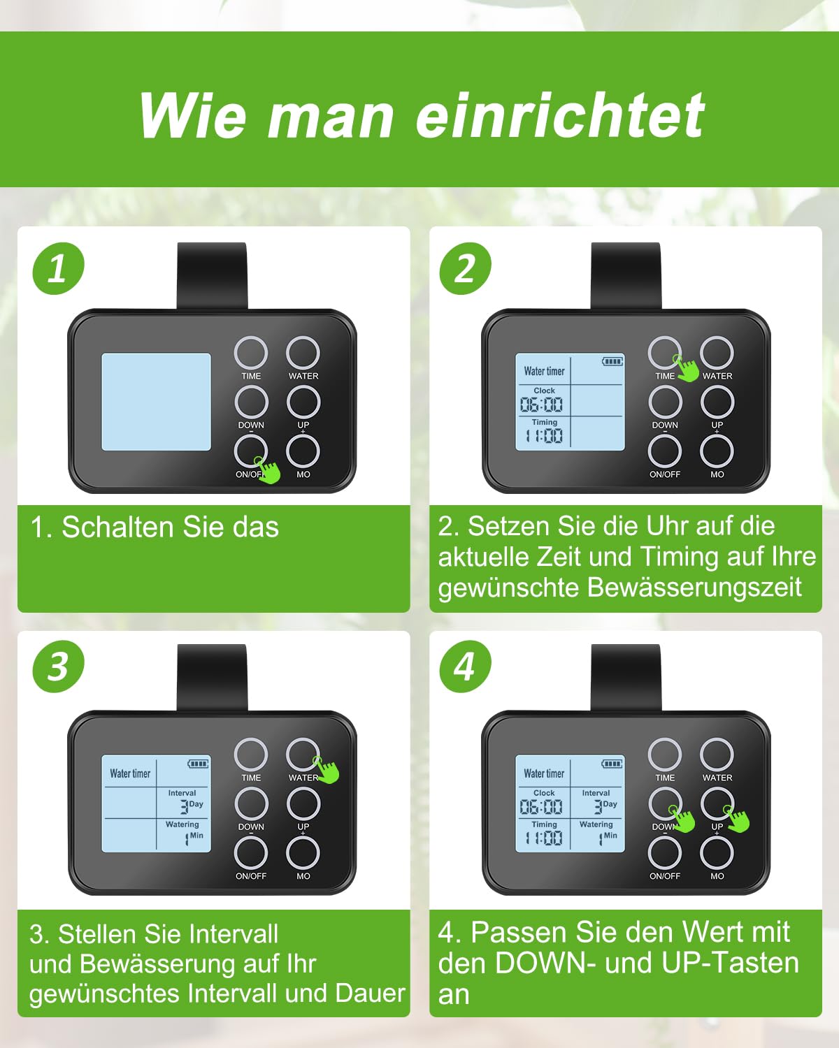 Bewässerungssystem Balkon ohne Wasseranschluss | Automatische Bewässerung | Selbstbewässerung Zimmerpflanzen, Tröpfchenbewässerung für 15 Topfpflanzen, Urlaubsbewässerung mit Timer über 30 Tage