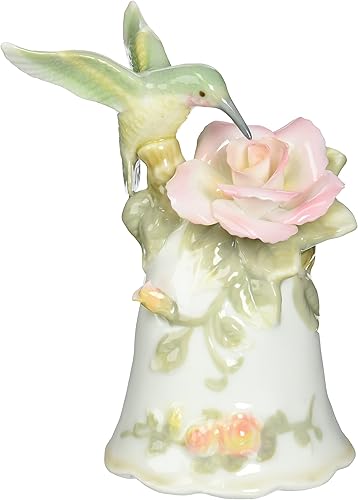 Cosmos 96149 - Figura de colibrí de porcelana fina con campana de rosa, 4-12 pulgadas, color verde