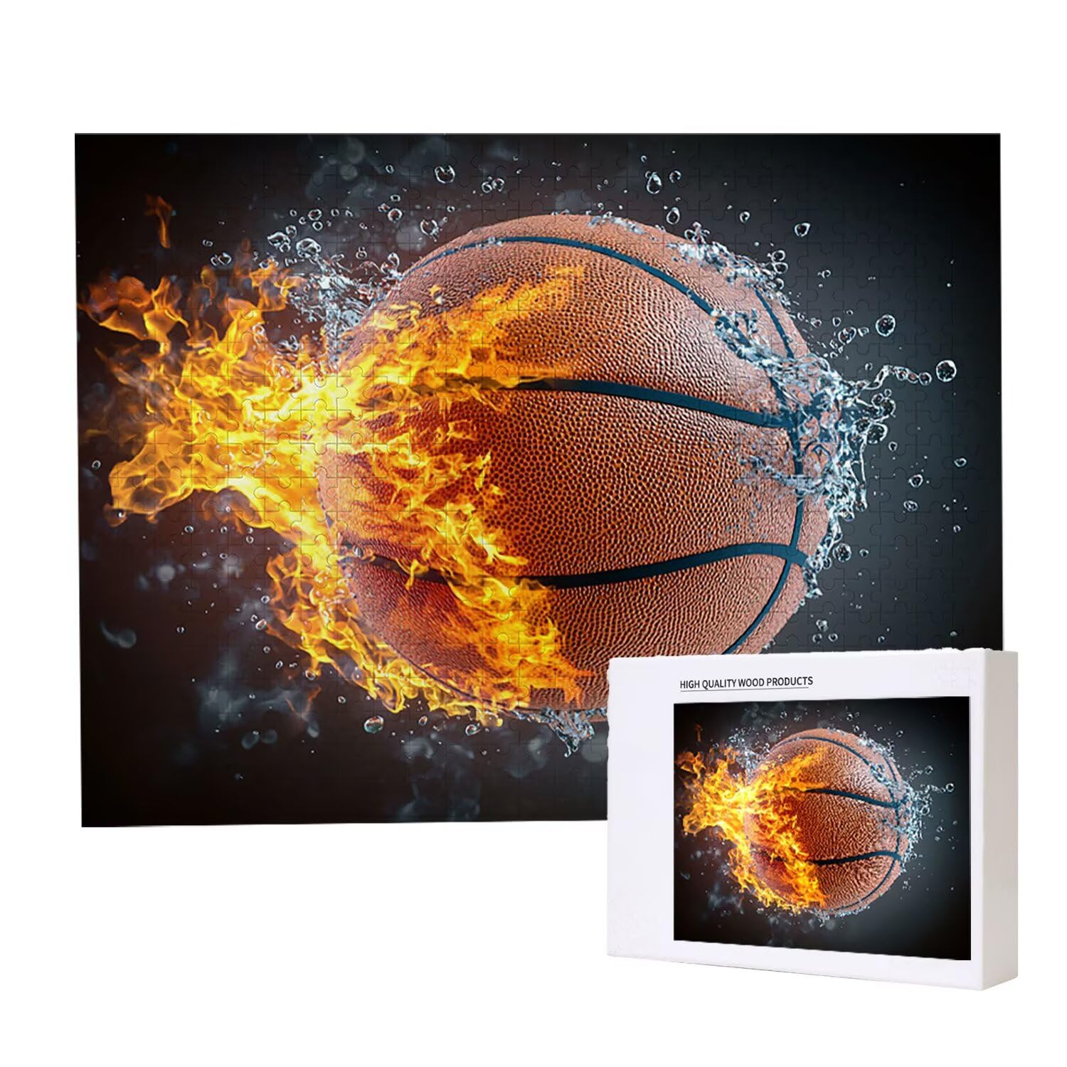 Puzzle 2000 sztuk Puzzle dla dorosłych 100x70cm Gra Edukacyjna Prezenty Puzzle dla Dorosłych i Dzieci Od 14 lat Kreatywny Prezent Relaksacyjny - (Koszykówka Ognia) t-408