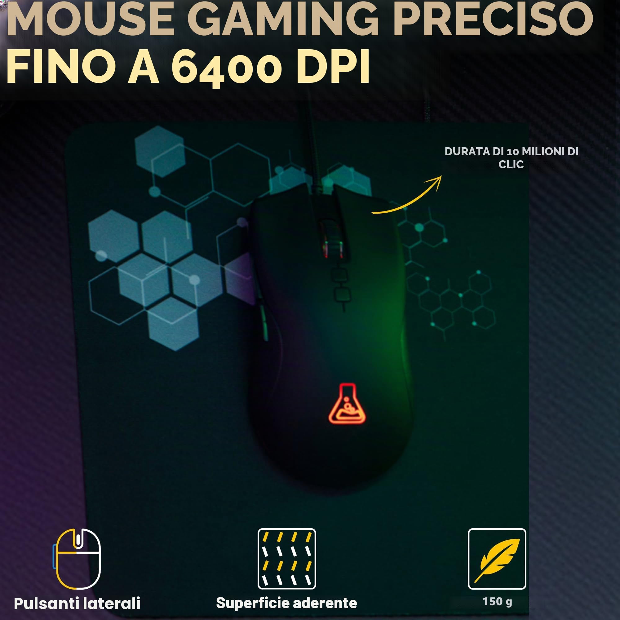 The G-Lab - Combo Natrium - Set tastiera mouse gamer 4 in 1 - Tastiera gamer AZERTY USB, RGB, 19 tasti Antighosting, Mouse gamer 6400 Dpi, Cuffie da gioco & Tappetino per mouse - PC/PS4/PS5-XBOX