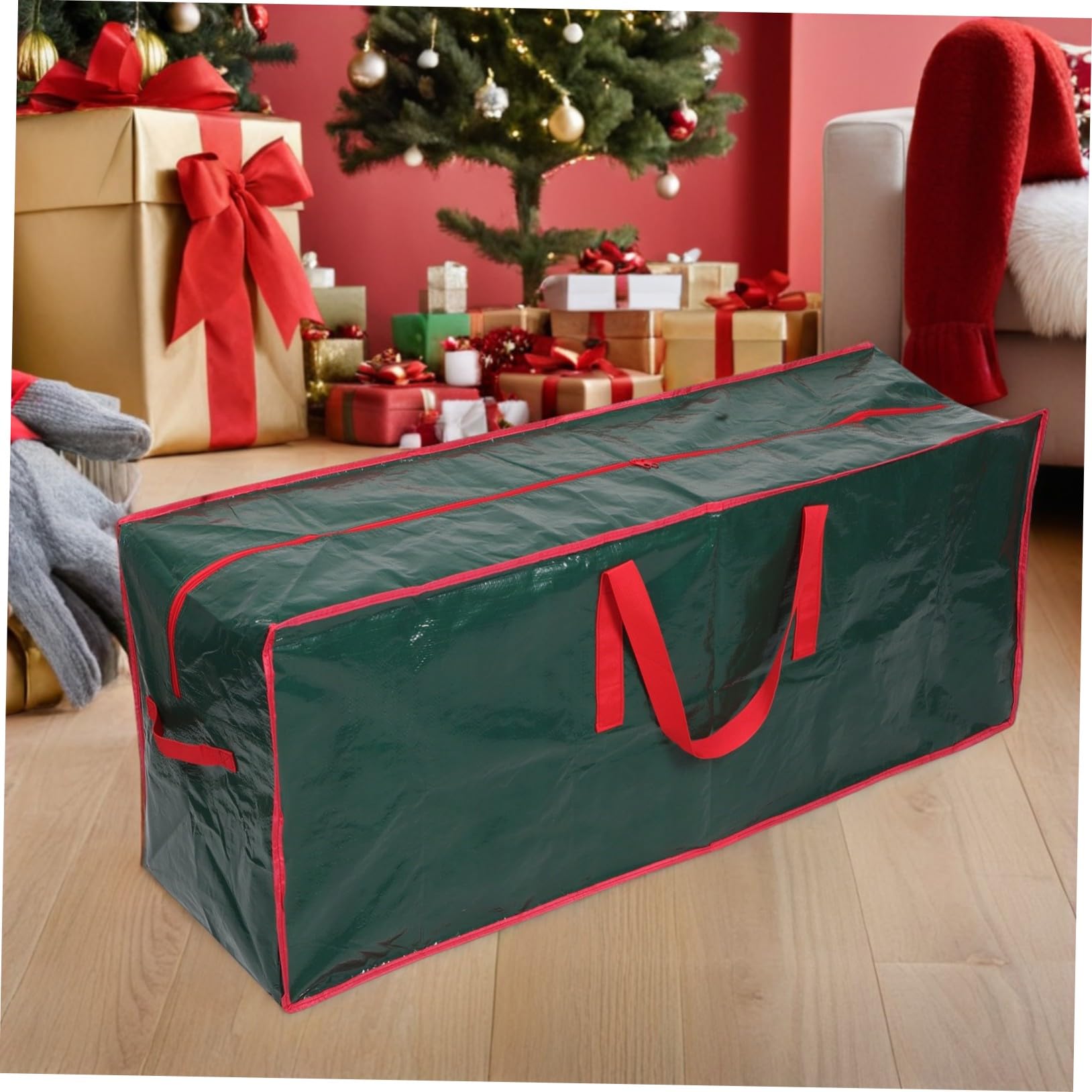 BESTYASH Borsa Portaoggetti per Albero di Natale in Grande Capacità con Cerniera e Manici Rinforzati per Decorazioni Natalizie e Alberi Finti Salvaspazio per Uso Interno ed Esterno