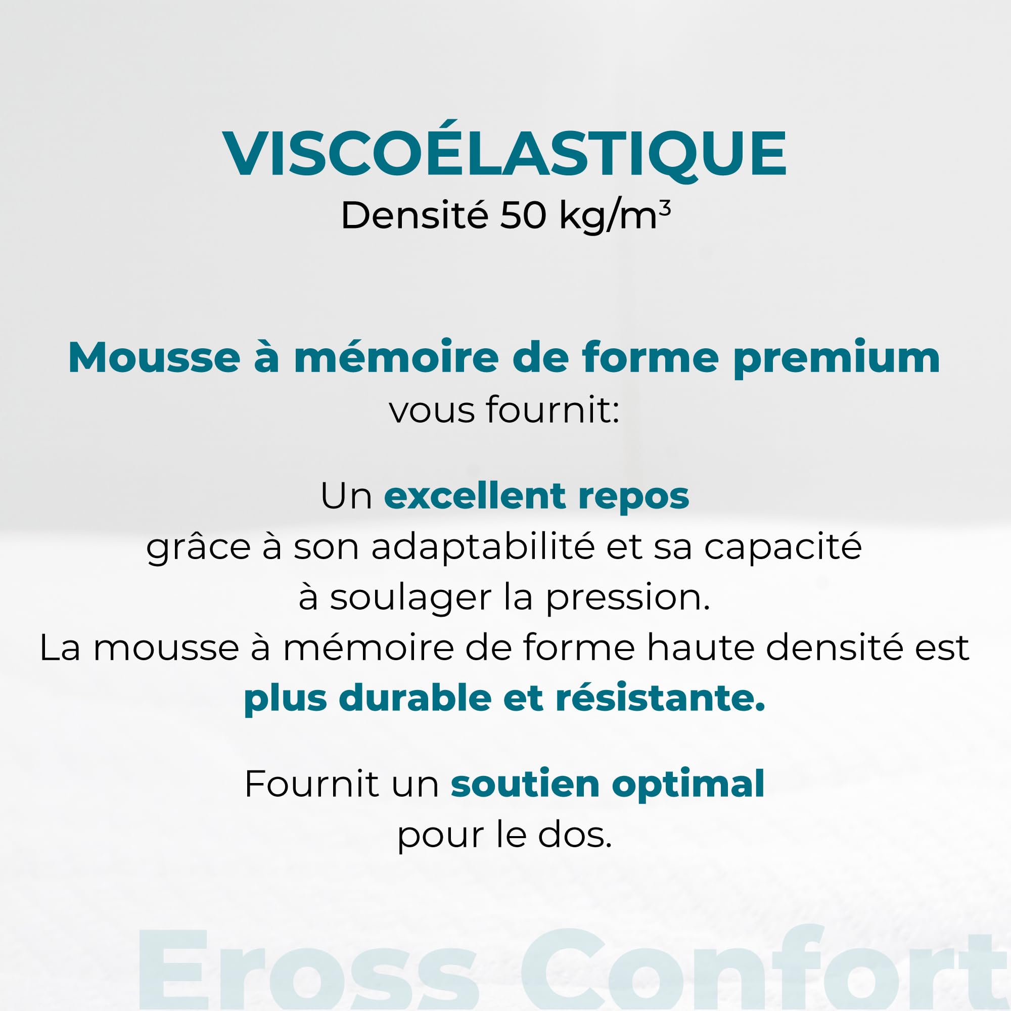 Surmatelas 105 x 190 cm viscoélastique 100% Confort et adaptabilité. Ergonomique, Respirant et Confortable. Soulage la Tension Musculaire. Housse avec Fermeture éclair Amovible