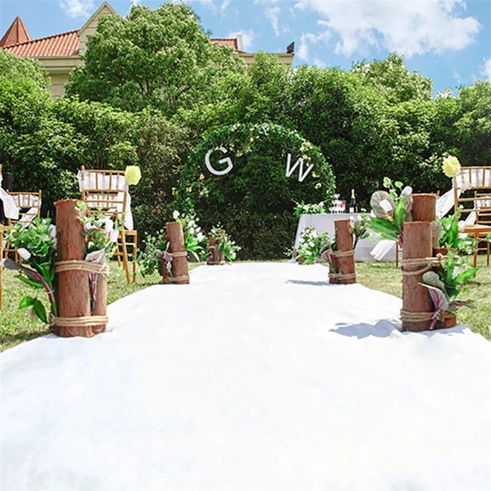 Wunderschöner weißer Hochzeitsteppich, Gangläufer, for drinnen und draußen, Party, Veranstaltung, Zeremonie, Hochzeitsdekoration, Hochzeitsteppich Lang Hochzeit Teppich(30M_1.2M)