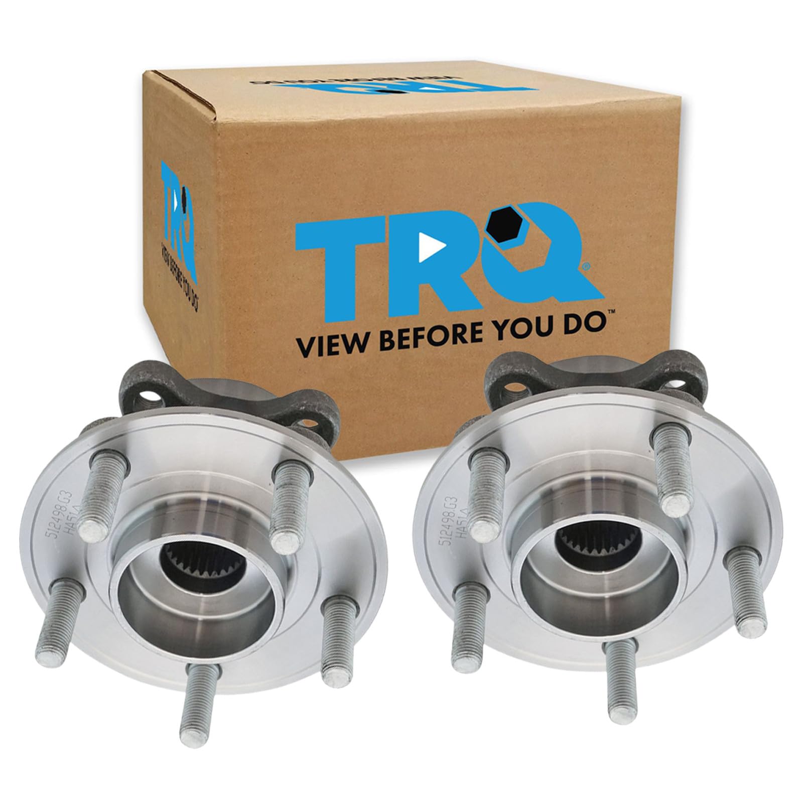TRQ Front and Rear Wheel Bearing and Hub Assembly Set 2 Piece