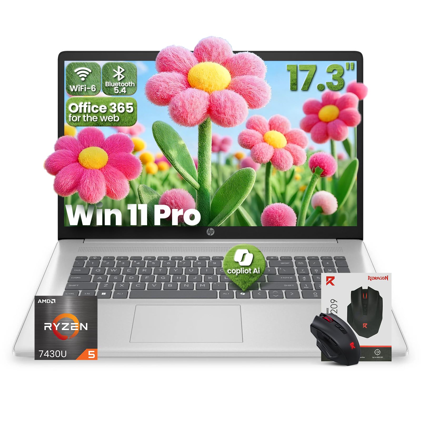 Amazon.com: HP 17 inch laptops, AMD Ryzen 5 7430U(Beats i7-1255U