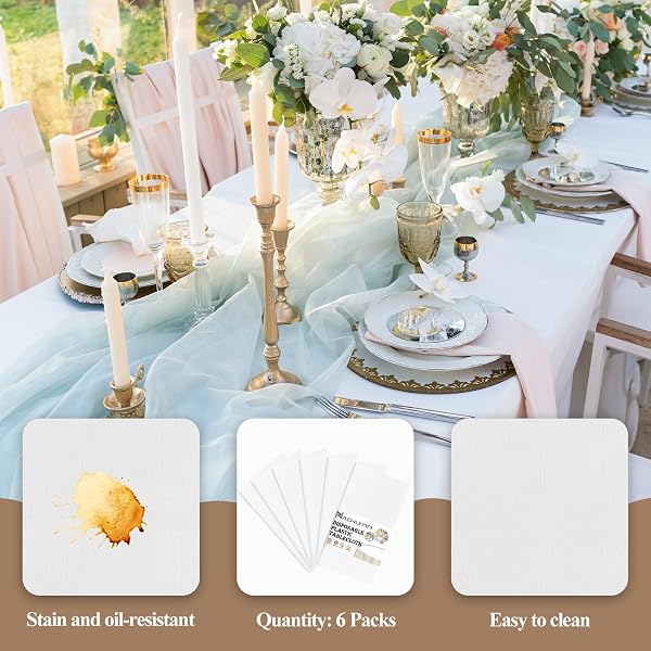 NACHLYNN 6 Stück Einweg Tischdecke 137 x 274 cm Weiß Rechteckige Tischabdeckung Wasserdicht Gartentischdecke für Festivals Party Hochzeiten Brautpartys Geburtstag Dekorationen - 3