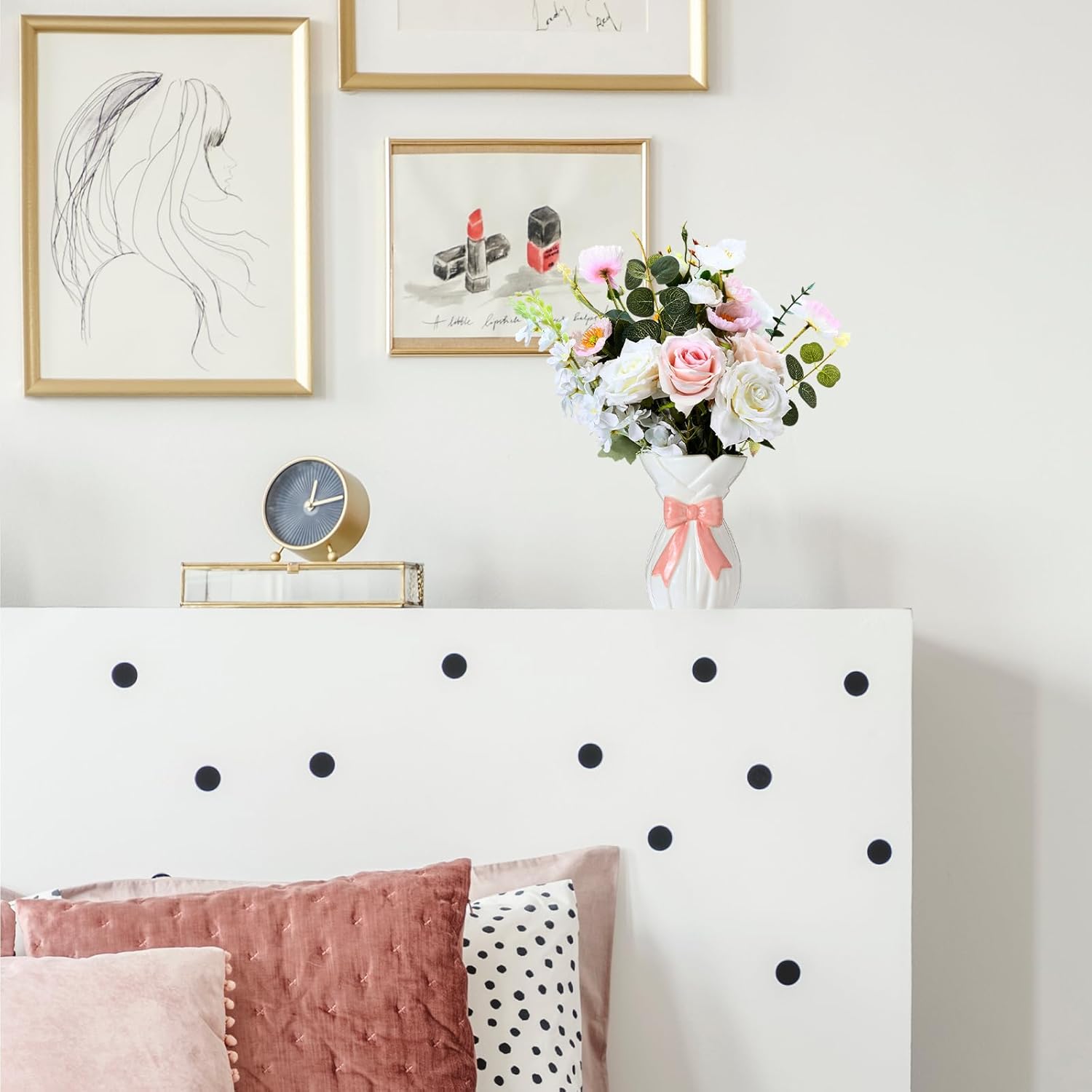 Pink Bow Vase for Home Decor 7.1 Inch Cute Coquette Gifts for Women Girls Shabby Chic Decorative Ceramic Hand Made Vases for Bouquet Flower Modern Aesthetic Living Room Wedding Decor - Image 6