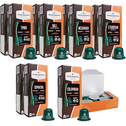 Fresh Roasted Coffee Cápsulas de espresso orgánicas de origen único para Nespresso OriginalLine USDA Organic, Kosher 120 cápsulas de aluminio