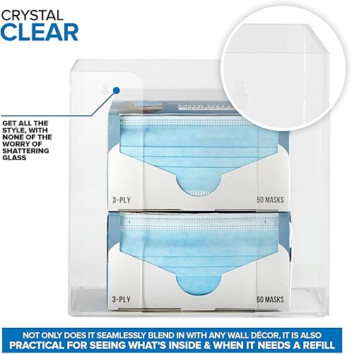 Miniatura 10 de Stock Your Home Dispensador de guantes acrílicos triple, estante para caja de pañuelos, soporte de pared para guantes, para cocina, armario de