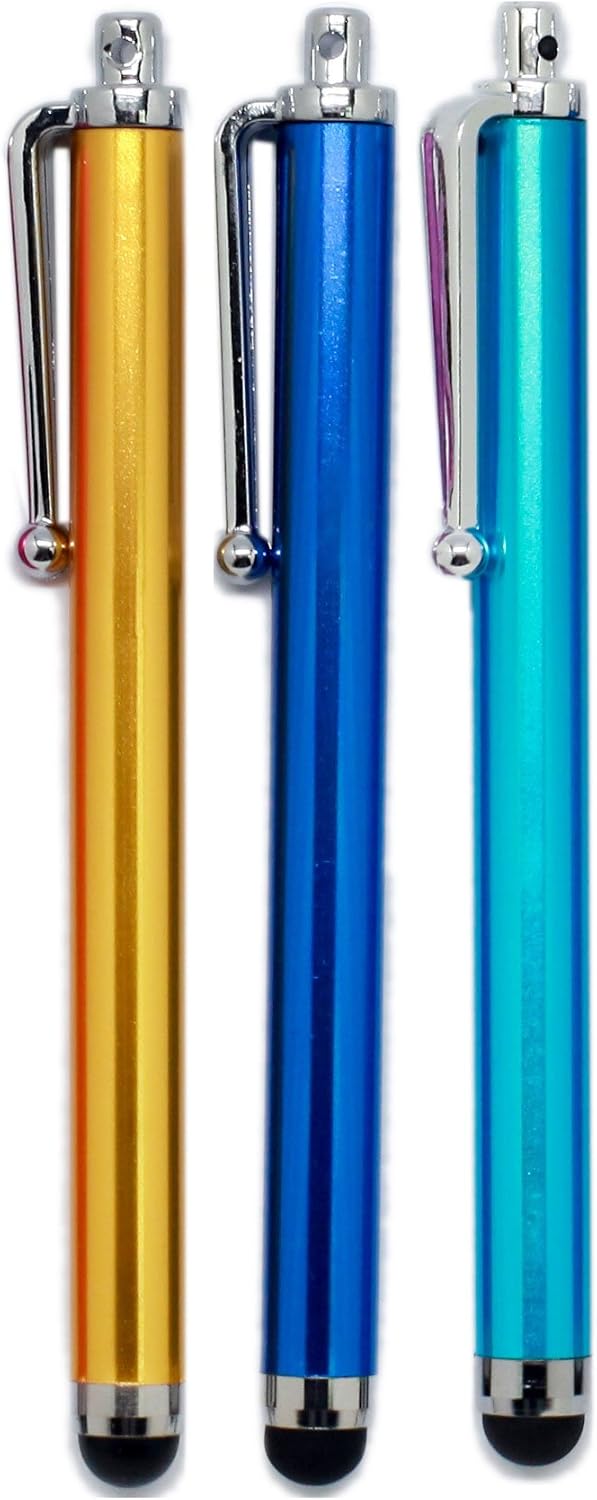 24/7 Cases 3 pcs Gold,Light Blue, Dark Blue Capacitive Stylus/Styli Touch Screen Cellphone Tablet Pen for iPhone 5, iPad 4 & 5 iPad Mini, Samsung Galaxy S3 & S4