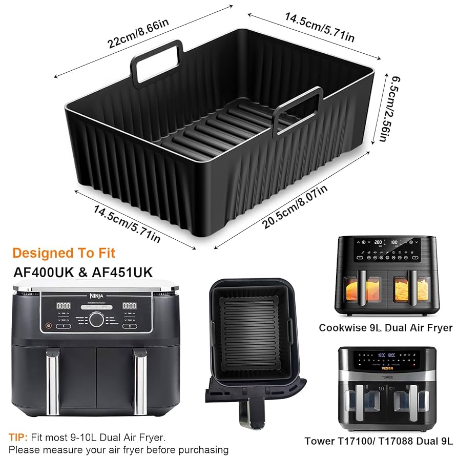 Silicone Rectangular Air Fryer Liners 2pk | Kitchen Accessories | B&M