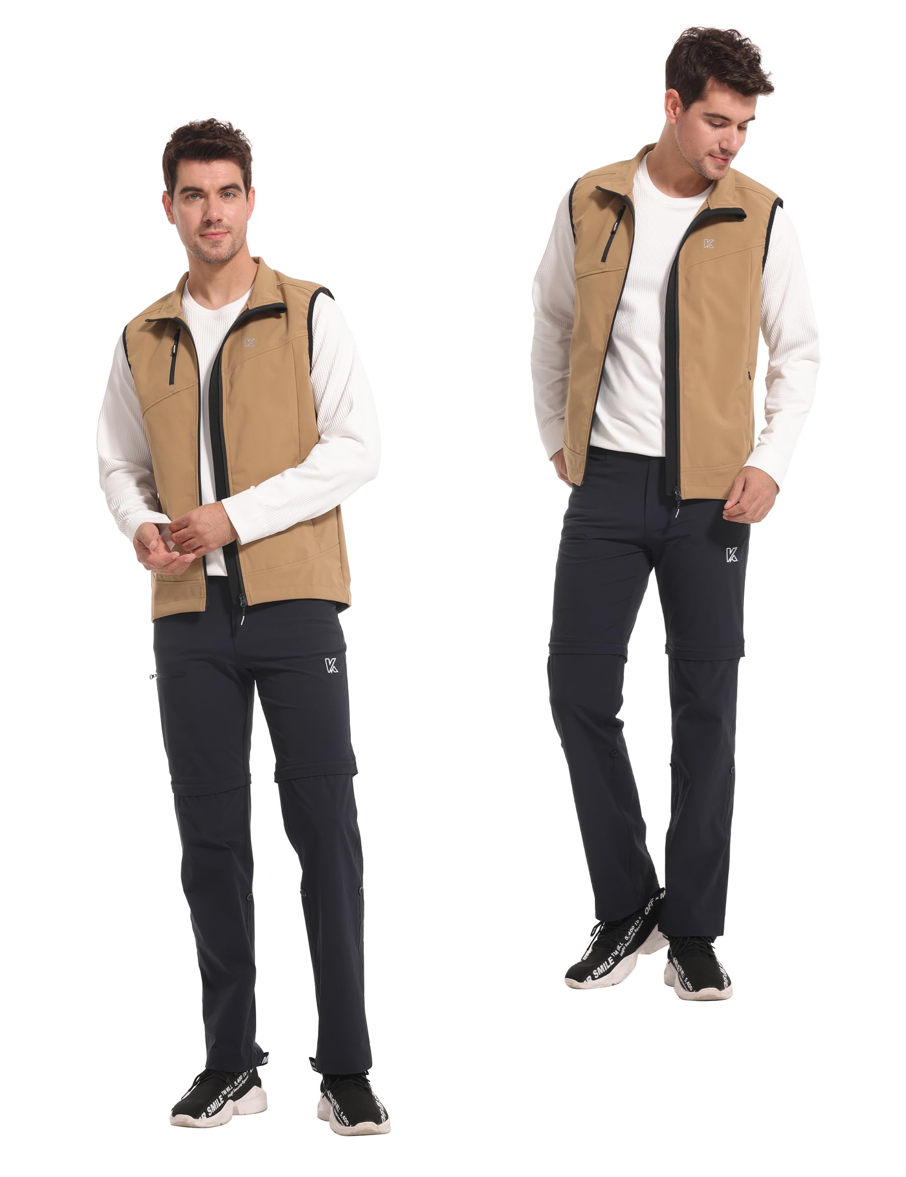 KUTOOK Gilet Uomo Invernale Antivento Fodera di Pile Gilet Trekking Uomo Smanicato in Softshell Impermeabile per Ciclismo Trekking Viaggi Corsa Golf e Vita Quotidiana
