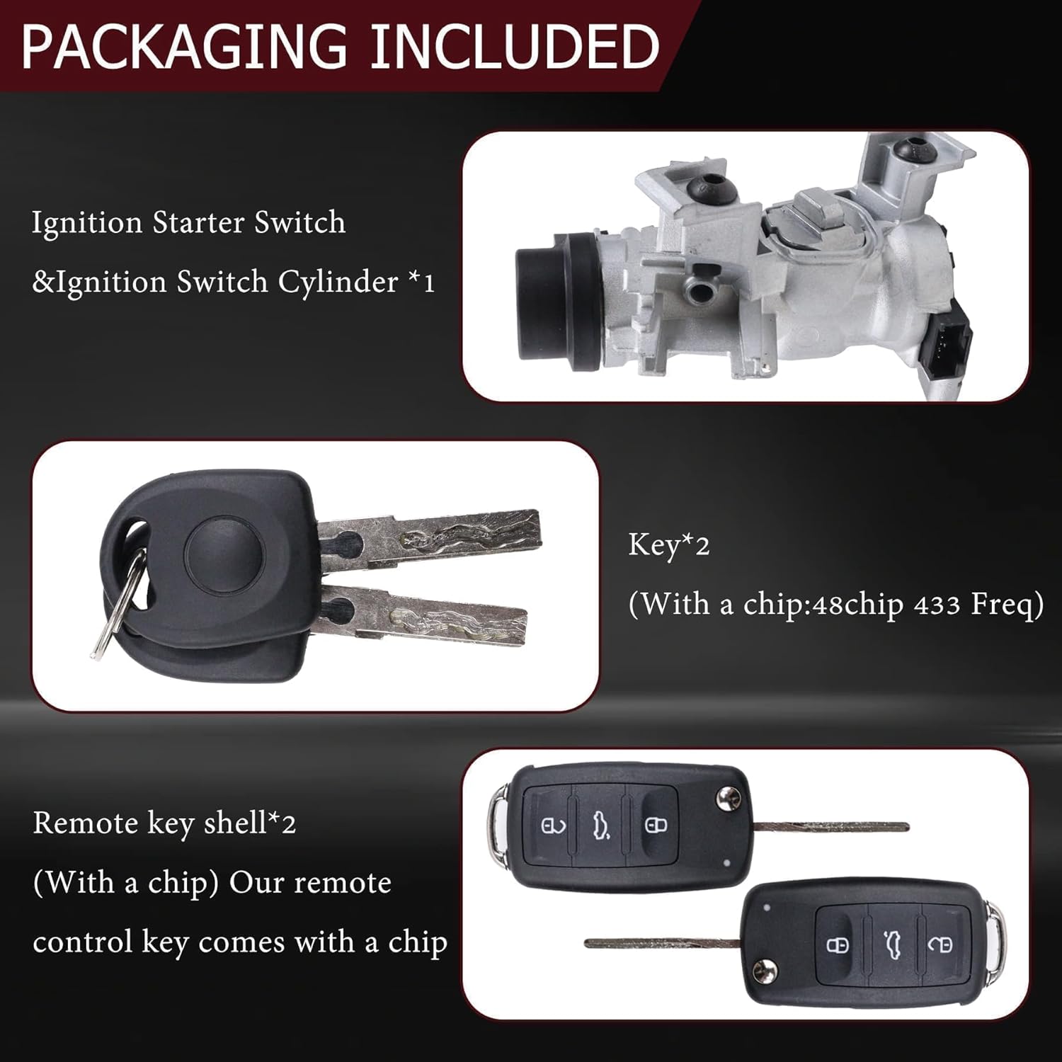 1K0905851B Ignition Switch Lock Cylinder with Key fit for MK6 2006-2008 2009-2018 VW Jetta, 2004-2007 2010 2011 Tiguan Ignition Starter Switch