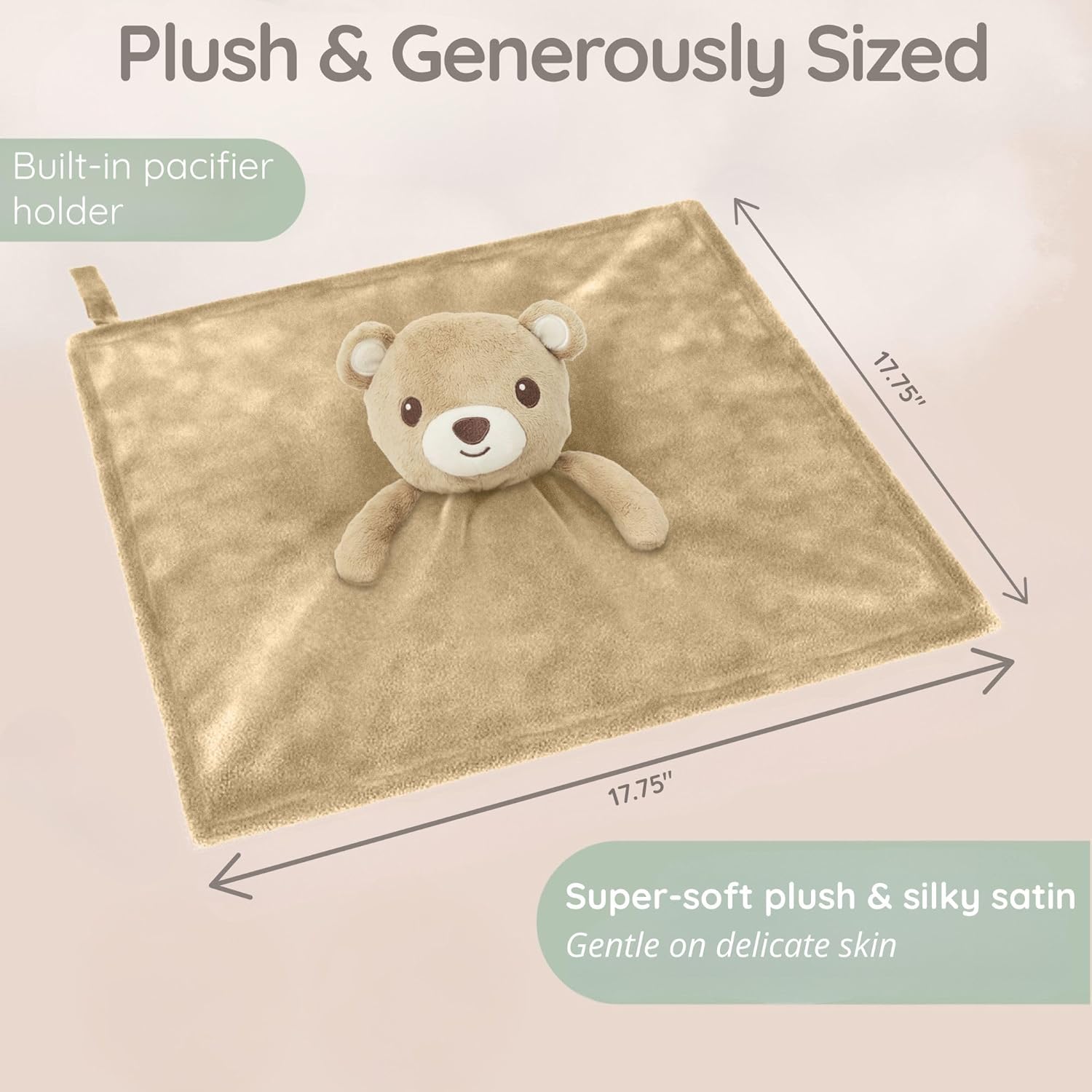 Zelkii Reversible Loveys for Babies, Security Blanket for Babies, Baby Lovey for Girls and Boys for Sleep or Awake.