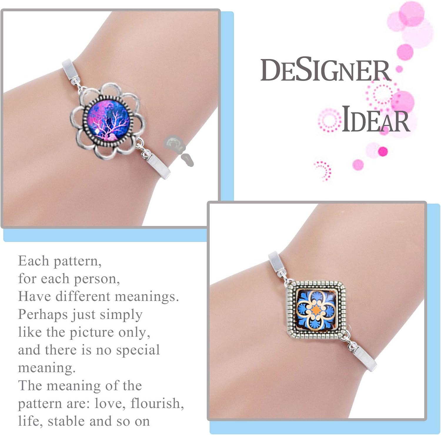 J6QIHANG Adjustable Cabochon Bezel Tray Blank Bracelets Bangle with 20mm Cabochon Glasses for Crafting DIY Photo Cameo Bracelets Jewelry Crafts Making - Image 4