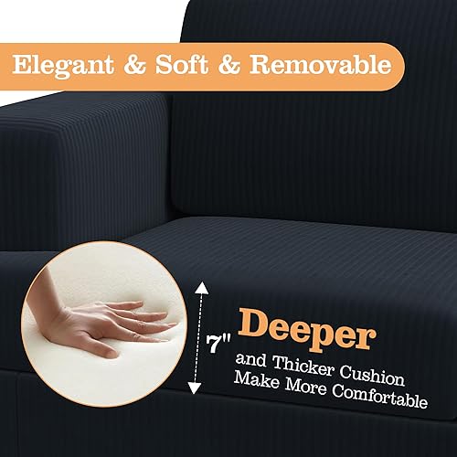 Miniatura 4 de Apicizon Sofá Loveseat Moderno con Sofá Cama de 89", Sofá de Pana de 2 Piezas para Sala de Estar, Sofás Modernos para Salón de Apartamentos, Gris