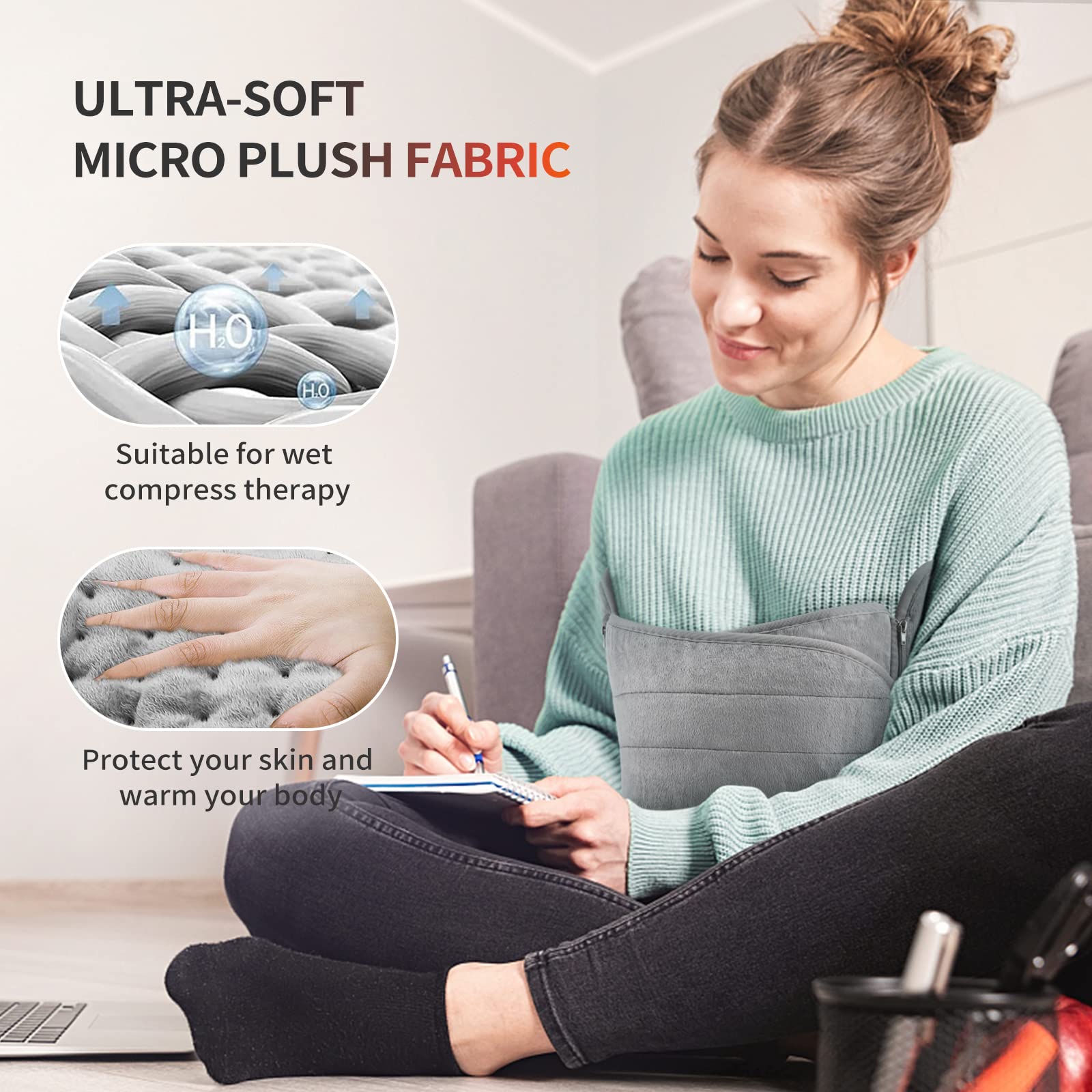 Manta Electrica, AOROY Almohadilla Eléctrica 126X30CM con Apagado Automático y Protección Contra Sobrecalentamiento, Almohadilla Térmica 6 Niveles de Temperatura 4 Configuraciones de Tiempo