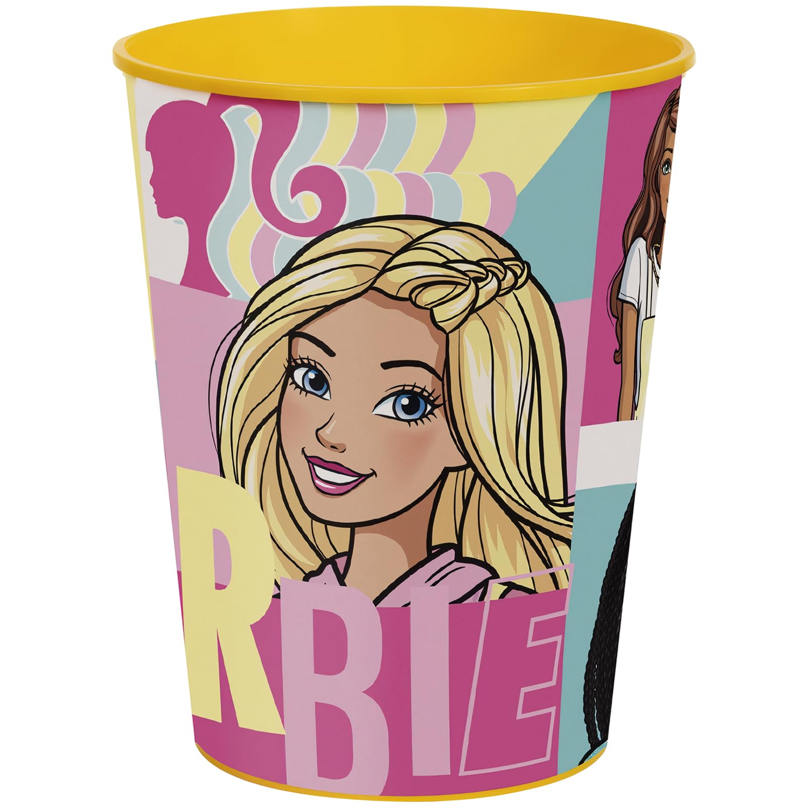 Pink Barbie Design Plastic Stadium Cup 16 oz 1 Count - Durable Drinkware Ideal for Kids Birthdays Themed