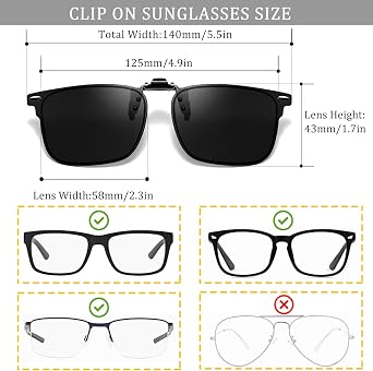 Polarized Clip on Sunglasses over Prescription Glasses Unisex Anti Glare Flip up Design