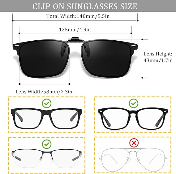 Polarized Clip on Sunglasses over Prescription Glasses Unisex Anti Glare Flip up Design