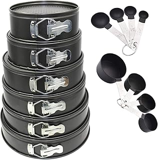 CHSEEA - Set di 6 barattoli per torte con misurino, antiaderenti e teglie per torte e teglie da cucina per torte a strati, torte di formaggio, torte arcobaleno e torta in chiffon, n. 6