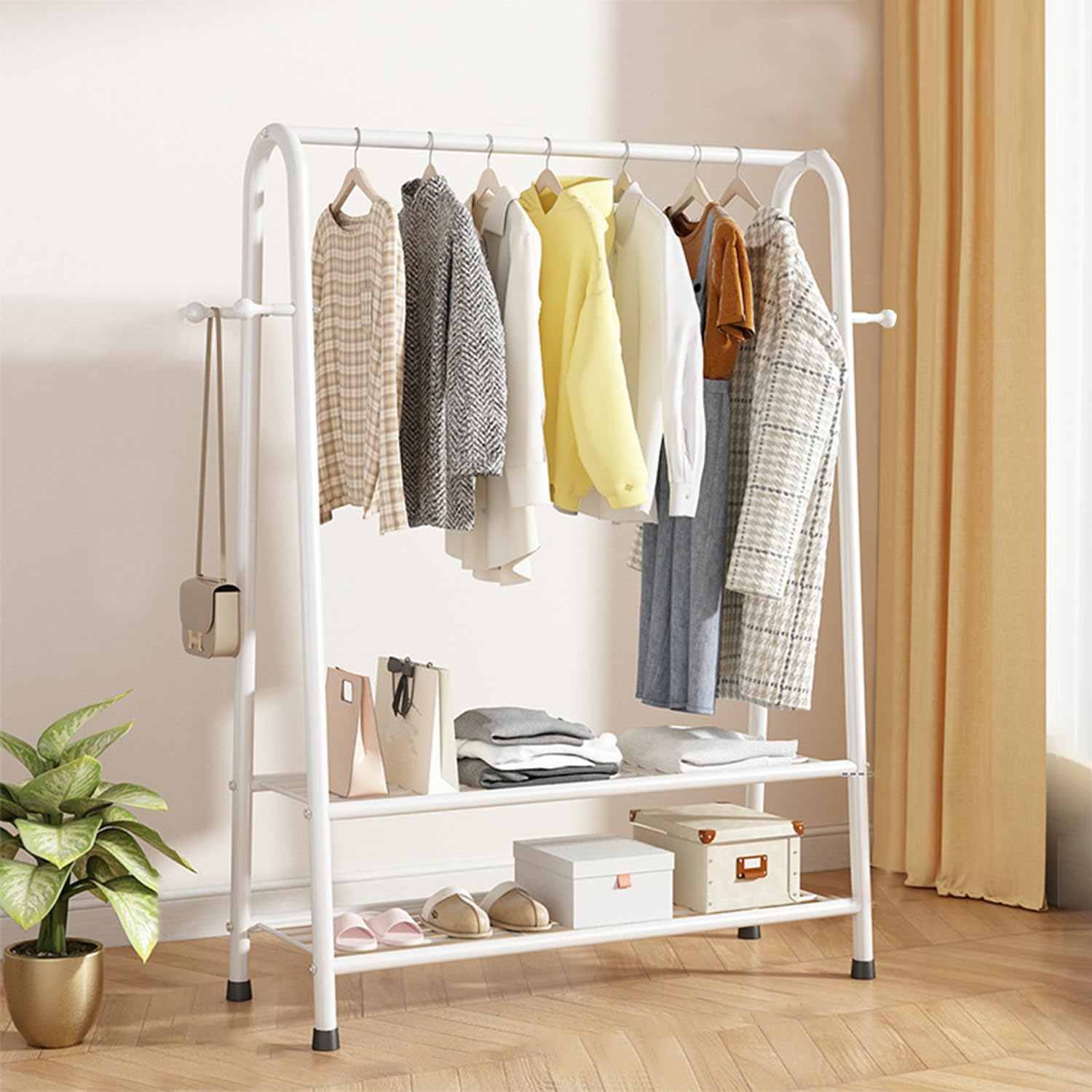LEOPAX Premium Metal Cloth Rack, Coat Stand, Garment Rail and Storage with Double Layer Shelf for Storing Clothes, Shoes, Bags - White - 80 x 40 x 148cm (B0DD6X3N5T) Amazon Price History, Amazon Price Tracker