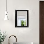 Petit miroir de salle de bain rustique noir, 11.8x15.8 pouces Cadre en bois Rectangle Miroir mural, suspendu horizontalement ou verticalement, adapté pour salon Salle de bains Chambre Entrée