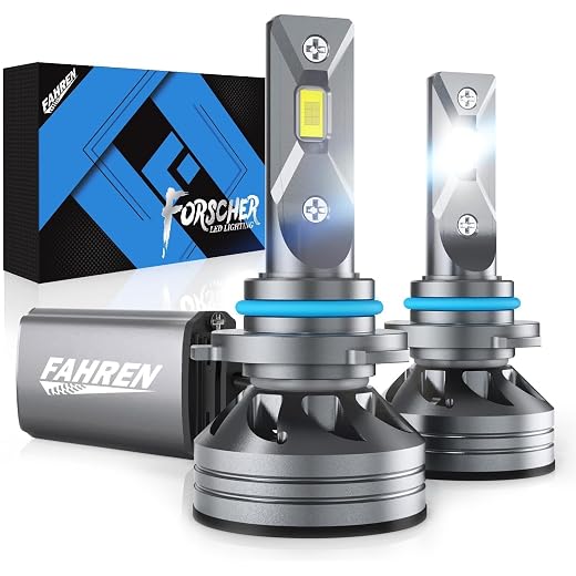FAHREN 9006/HB4 Fog Bulbs, 800% Super Bright 6500K Cool White HB4 Fog Lights, 1:1 Mini Size Easy to Install Bulbs with 5 Years Lifespan, IP68 Waterproof, Pack of 2