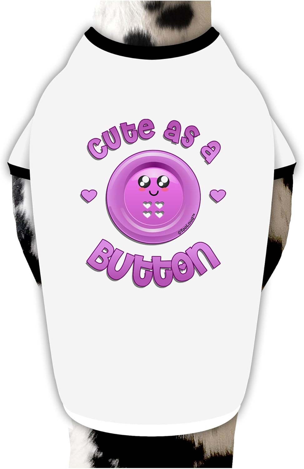 TOOLOUD Cute As A Button Smiley Face Dog Shirt White with Black Large