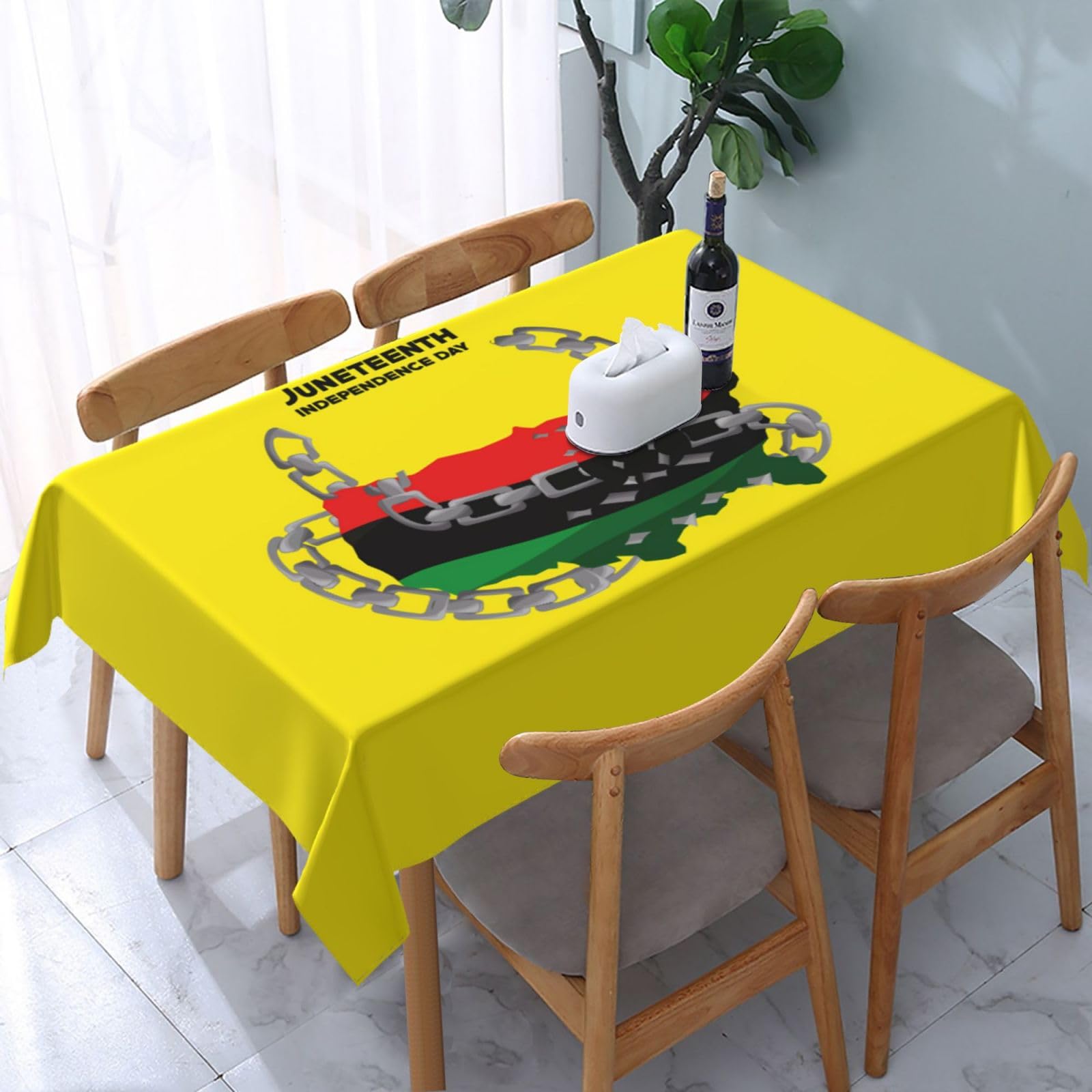 JunHeArt Juneteenth Celebrating Black Freedom 1865 African American Tablecloth Rectangle Table Cover Washable Table Cloths Decor For Kitchen 54" X 72"