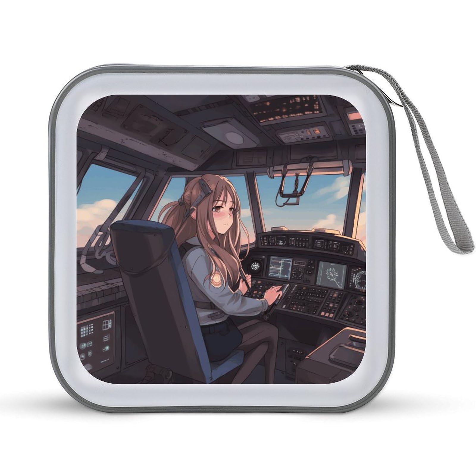 VstaDank Airplane Cockpit CD Case with Hand Strap Lightweight DVD Wallet Holder 40 Capacity CD/DVD Case Wallet Protective CD Wallet CD/DVD Portable Storage Binder for Car Home Office
