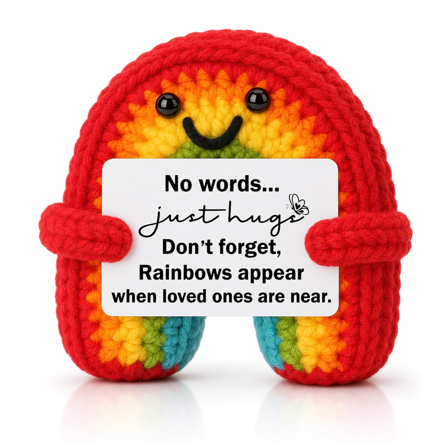 Riveta Sympathy Gift, No Words Just Hugs Crochet Rainbow, Memorial Bereavement Thinking of You Gift for Loss of Loved One, Handmade Crochet Condolence Get Well Soon Cheer Up Gifts