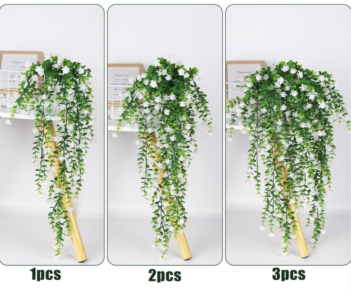 Artificial Hanging Plants - White Eucalyptus Fern -5