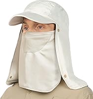 Vista 1 de SUN CUBE Sombrero de sol de pesca con solapa para el cuello para hombres, cubierta de protección UV, gorra de cubo al aire libre con cubierta facial