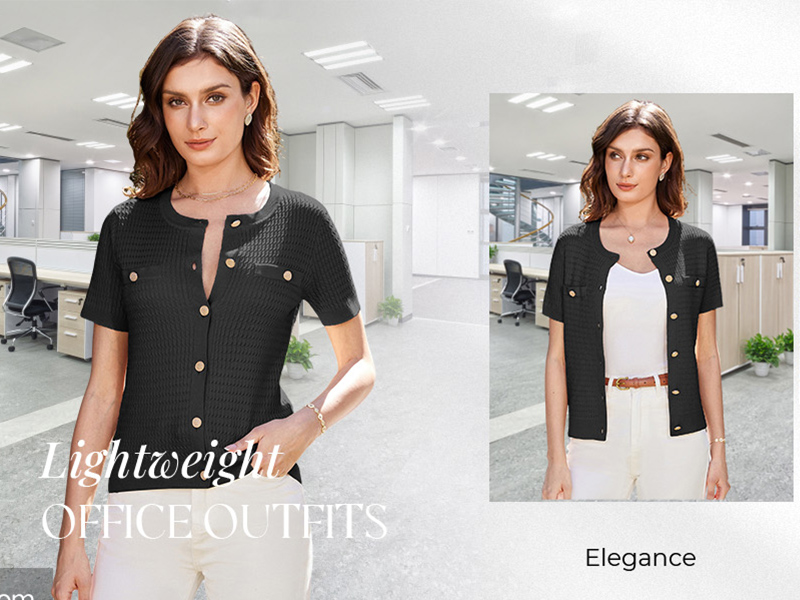 GRACE KARIN Maglioni Eleganti da Donna in Maglia Cardigan Estivi da Donna con Bottoni Top Tunica Bianco S