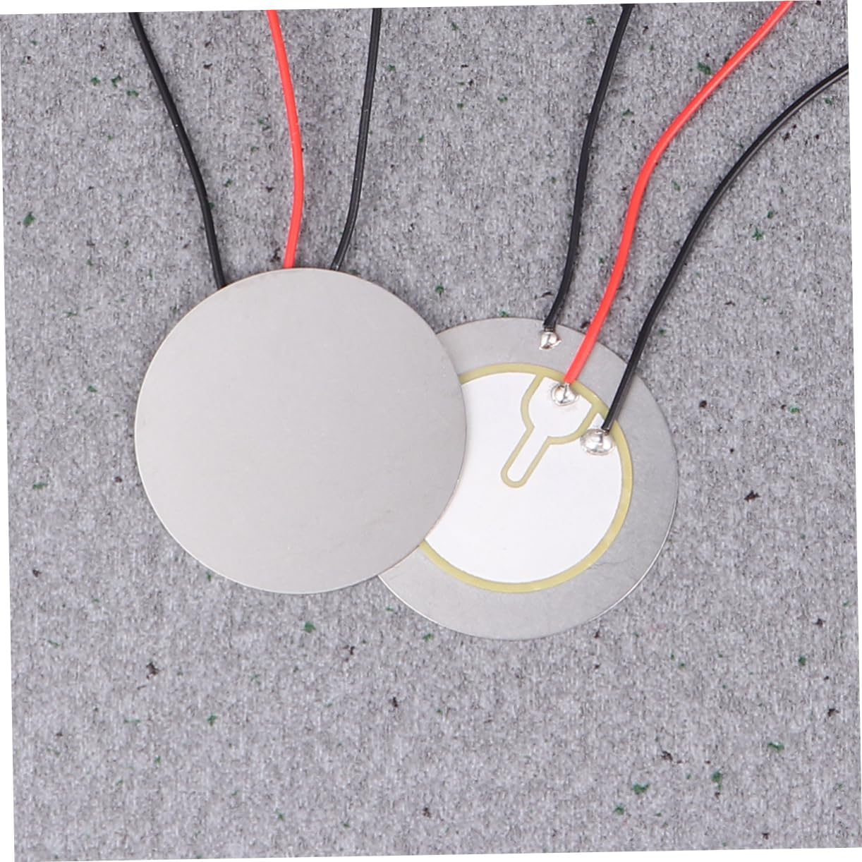 Uonlytech 20pcs Three-pole Self-excited Disc Diaphragm Elements with Leadwire for Acoustic Sensors Thin and Lightweight Steel Sheet Piezoelectric Ceramic Chip Silver