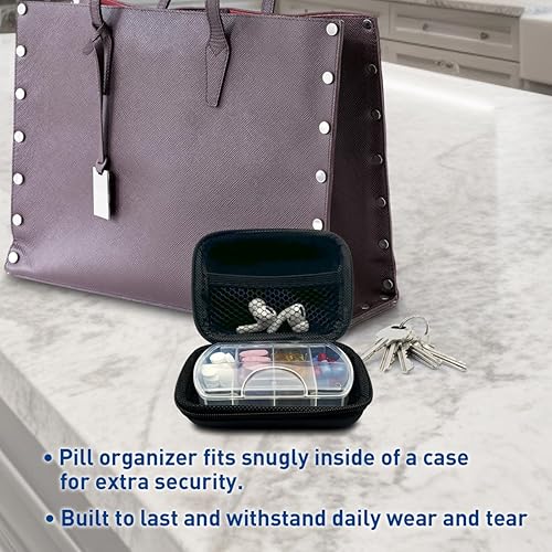 Miniatura 8 de EZY DOSE Pastillero de lado duro, cuenta con bolsa con cremallera, diseño fácil de usar, perfecto para viajes y uso diario, 8 comparaciones, sin