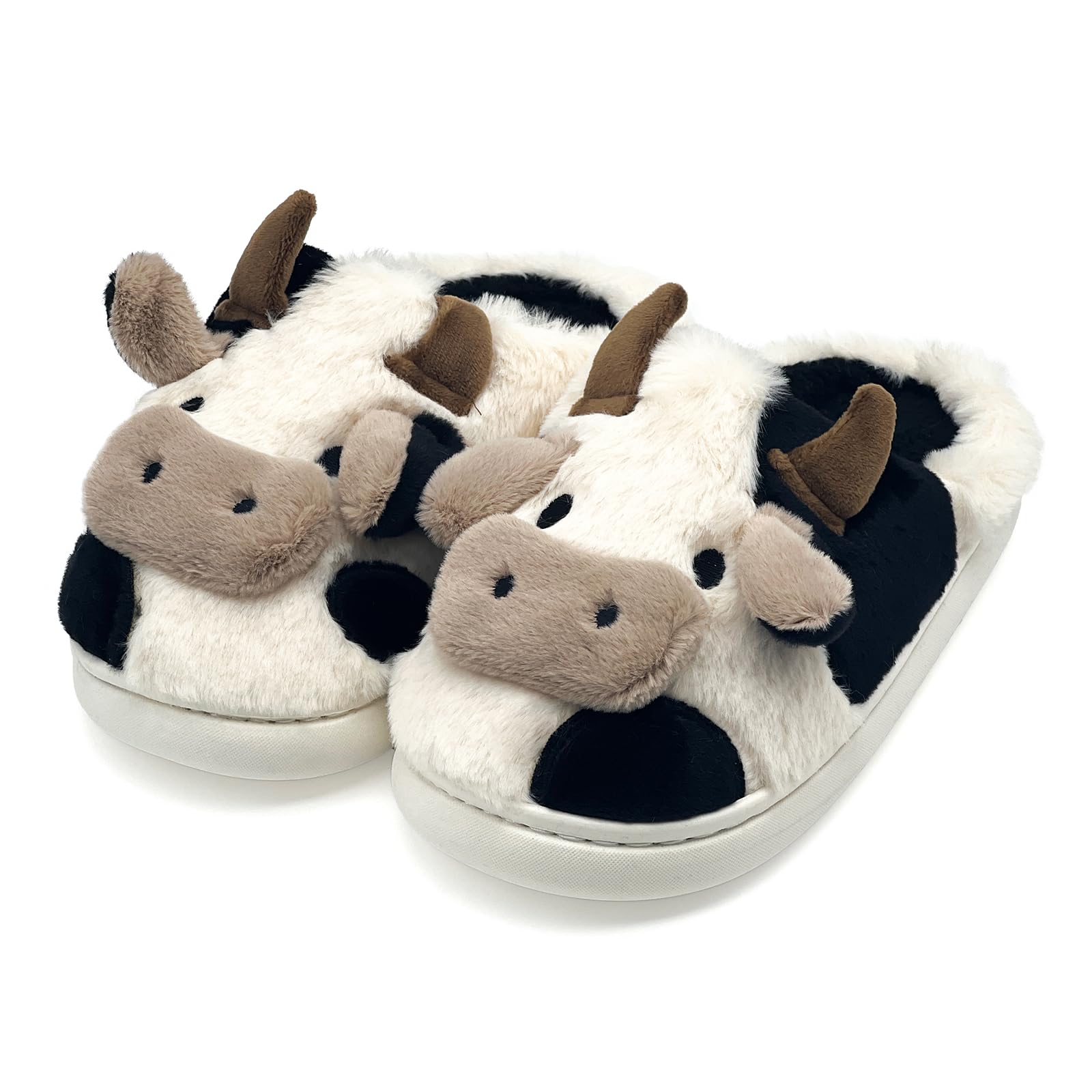 Cow Slippers for Women and Men, Fluffy Cute Cozy Cartoon Fuzzy Cow House Slipper Womens Milky Cows Animal Preppy Funny Kawaii Pillow Cloud Fall Winter Bedroom Home Shoes for Indoor and Outdoor