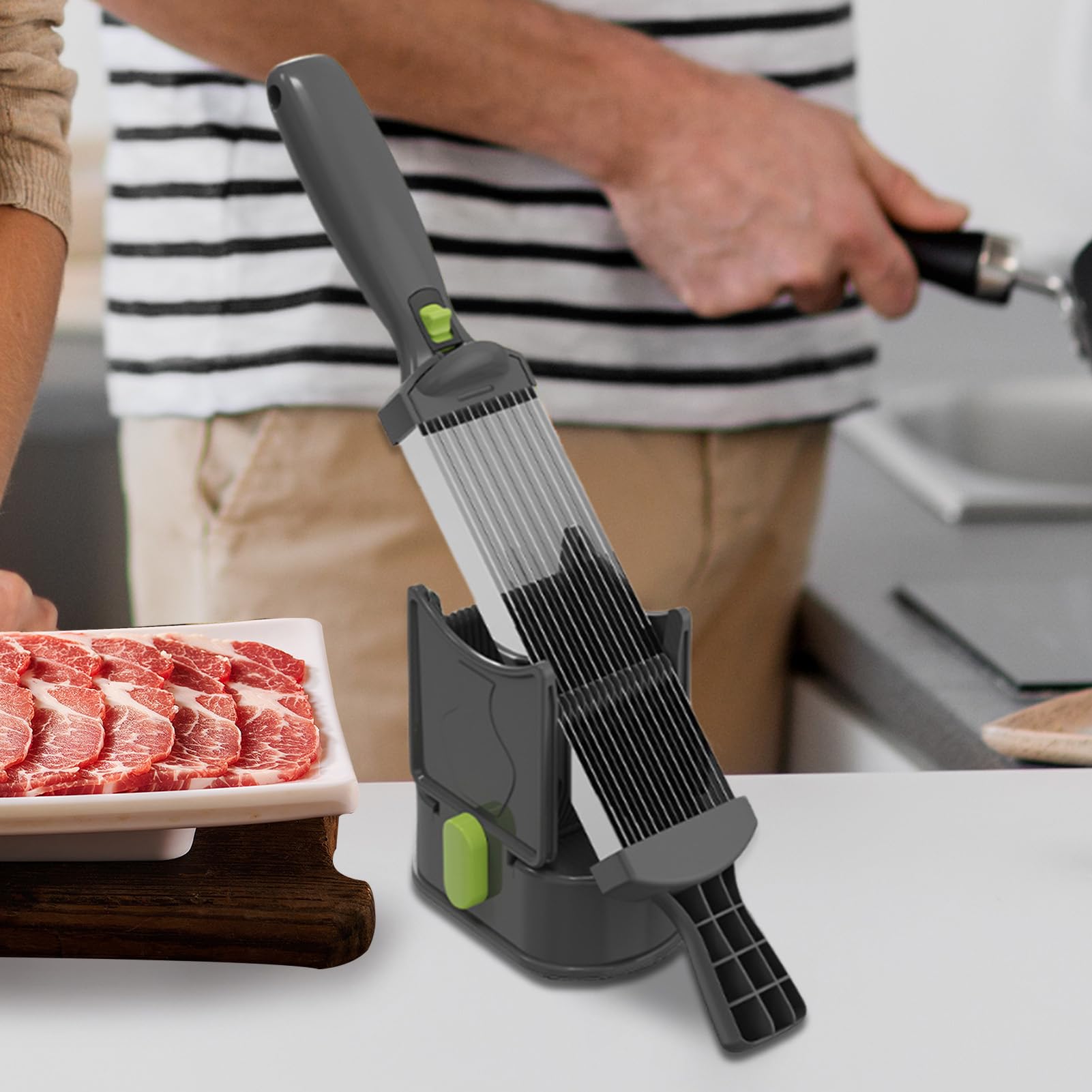 Slicer di carne manuale - taglio di carne manuale regolabile a spessore 2-4 mm, robot da cucina, mannaia in acciaio inossidabile per il taglio, il triturazione, i tassati, il macinatura