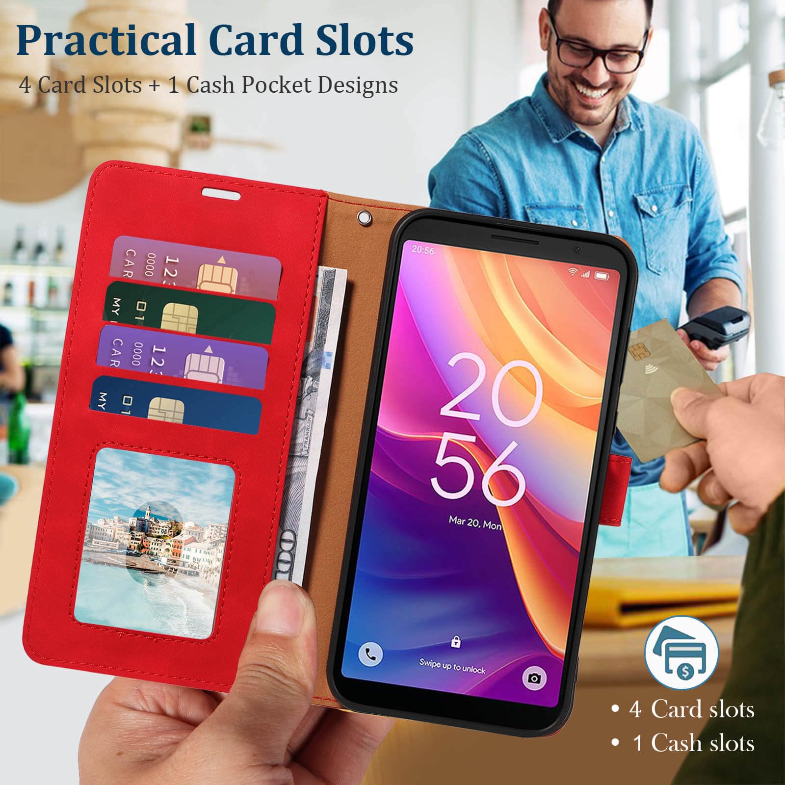 GOTOURED Wallet Phone Case for TCL 501 6 inch - Image 2