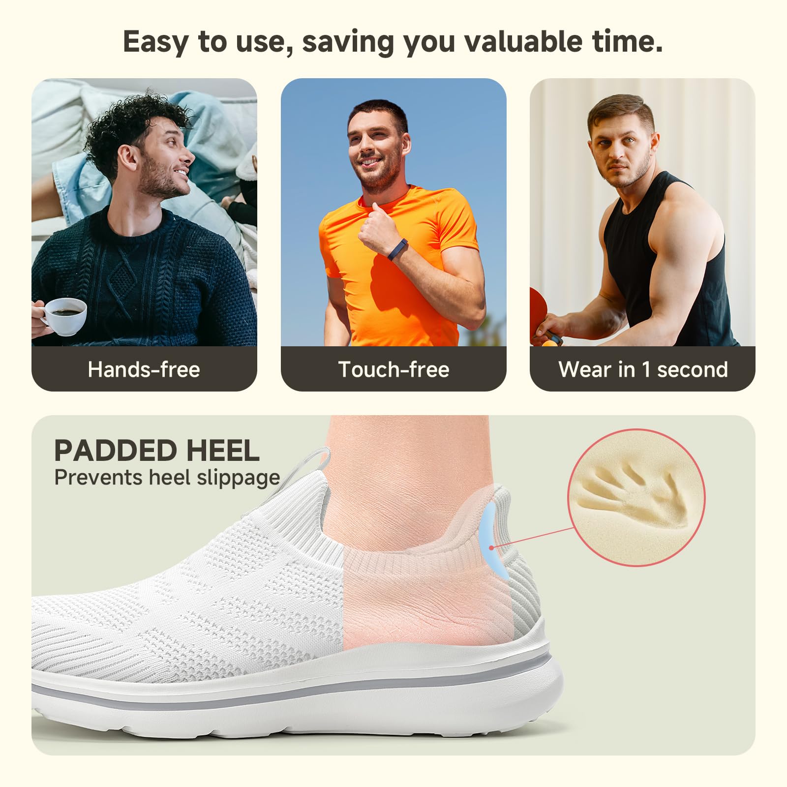 ODCKOI Sneakers Uomo Hands-Free Trainers Leggere e Traspiranti Slip in Sneakers Uomo Comode Scarpe Casual in Mesh Allacciate Senza Cravatta Scarpe Sportive