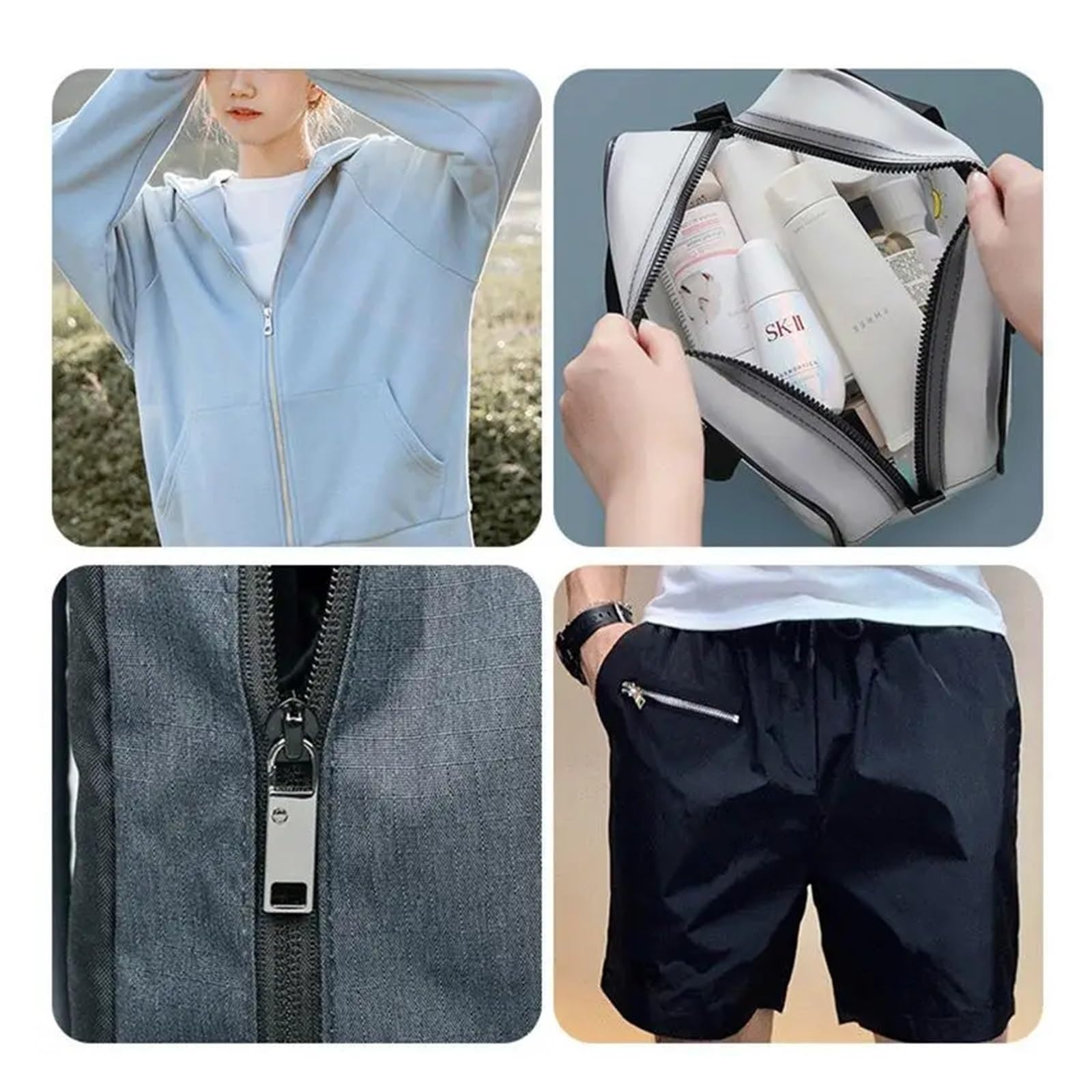 4/8 Stück abnehmbare Reißverschlussschieber Multicolor Ersatz für Taschen Rucksack Jeans Nähzubehör