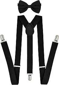 Conjuntos de suspensórios e gravata borboleta para homens – suspensório de terno de smoking e gravata borboleta pré-amarrada para casamento com clipes fortes