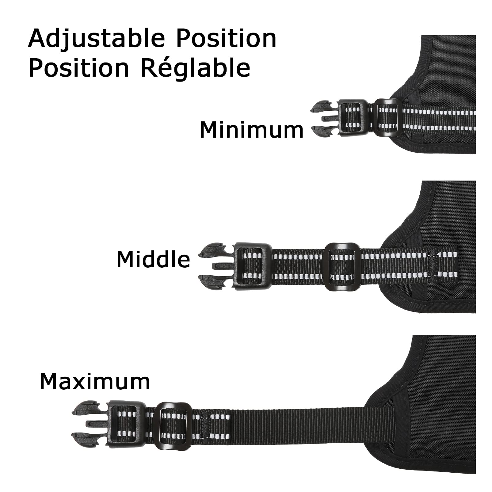 HEELE Dog Harness Medium No Pull Dog Vest Harness with Soft Handle Reflective Pet Harness for Outdoor Training Walking, Black, M — view 6