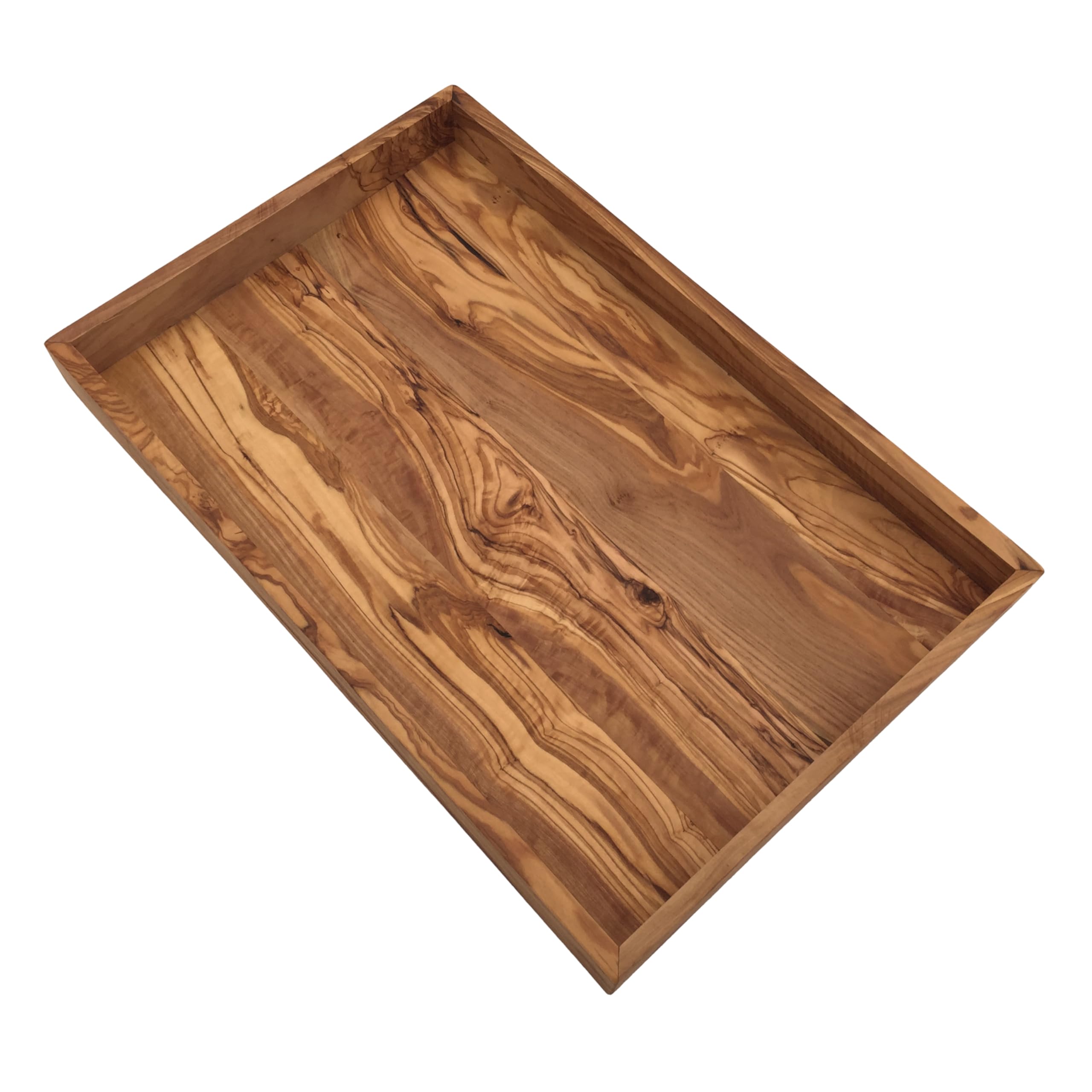 Vassoio "My Home" in legno di ulivo – Vassoio rettangolare da portata 42 x 27 x 4 cm, ripiano decorativo in legno di alta qualità