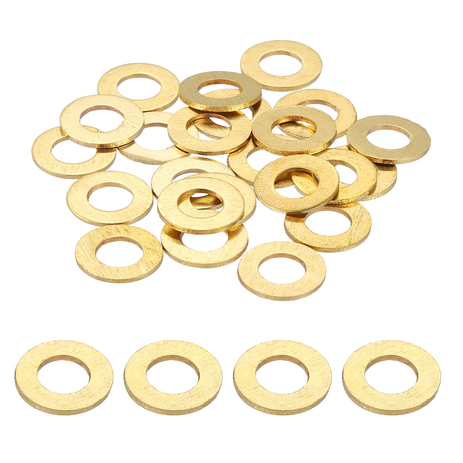 PATIKIL M6 Flat Washers, (12mm OD 1.2mm Thickness, Golden) (32 Pcs), Brass Metric Sealing Gasket Ring Crush Washer Spacers for Faucets/Garden/Bolts/Screws/Hose Pipe