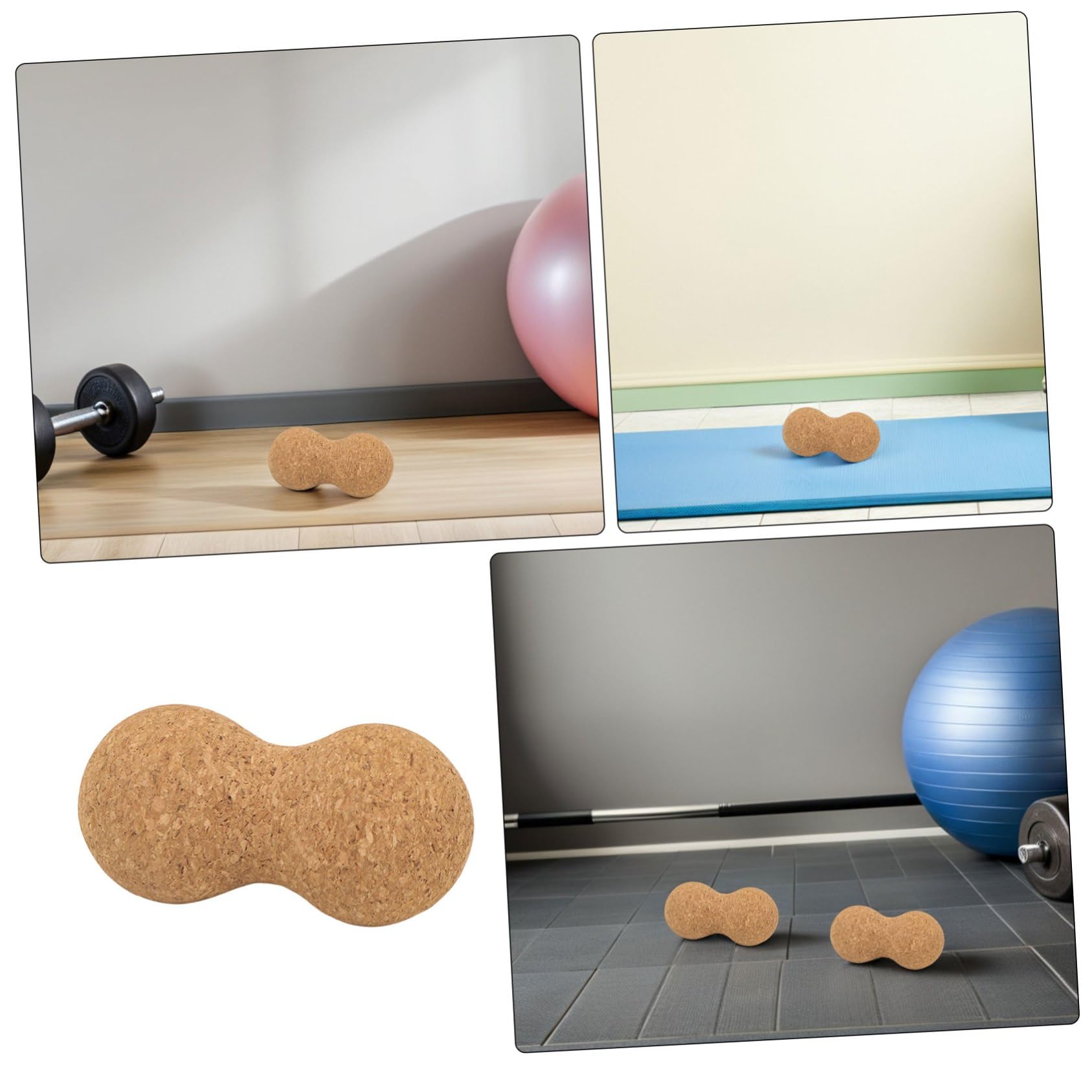 TOYANDONA 2 Piezas Bola de Masaje de Corcho para Terapia de Puntos Herramienta de Recuperación de Profundo Masaje de Espalda Cuello y Pies Portátiles de Corcho