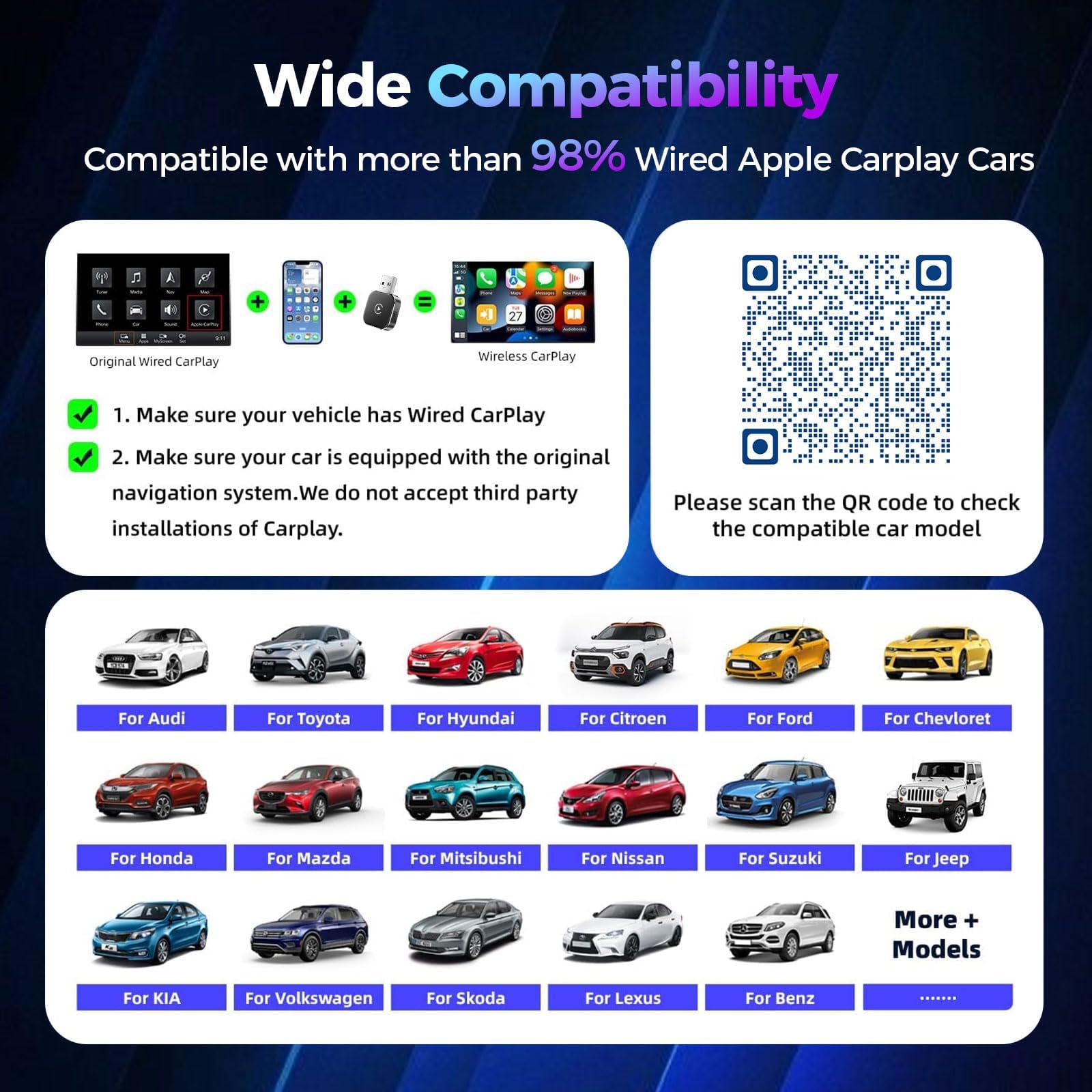 2026 Adattatore Wireless Carplay & Android Auto 2 in 1, Adattatore Android Auto WiFi 2,4+5,0 GHz, Plug and Play, Connessione Bluetooth 5.0 Stabile, USB C/A, Compatibile Con Telefoni IOS 10+ E Android