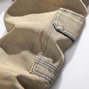 Men's Straight Slim Jeans Denim Pants Printed Biker Moto Casual Multi-Pocket Male