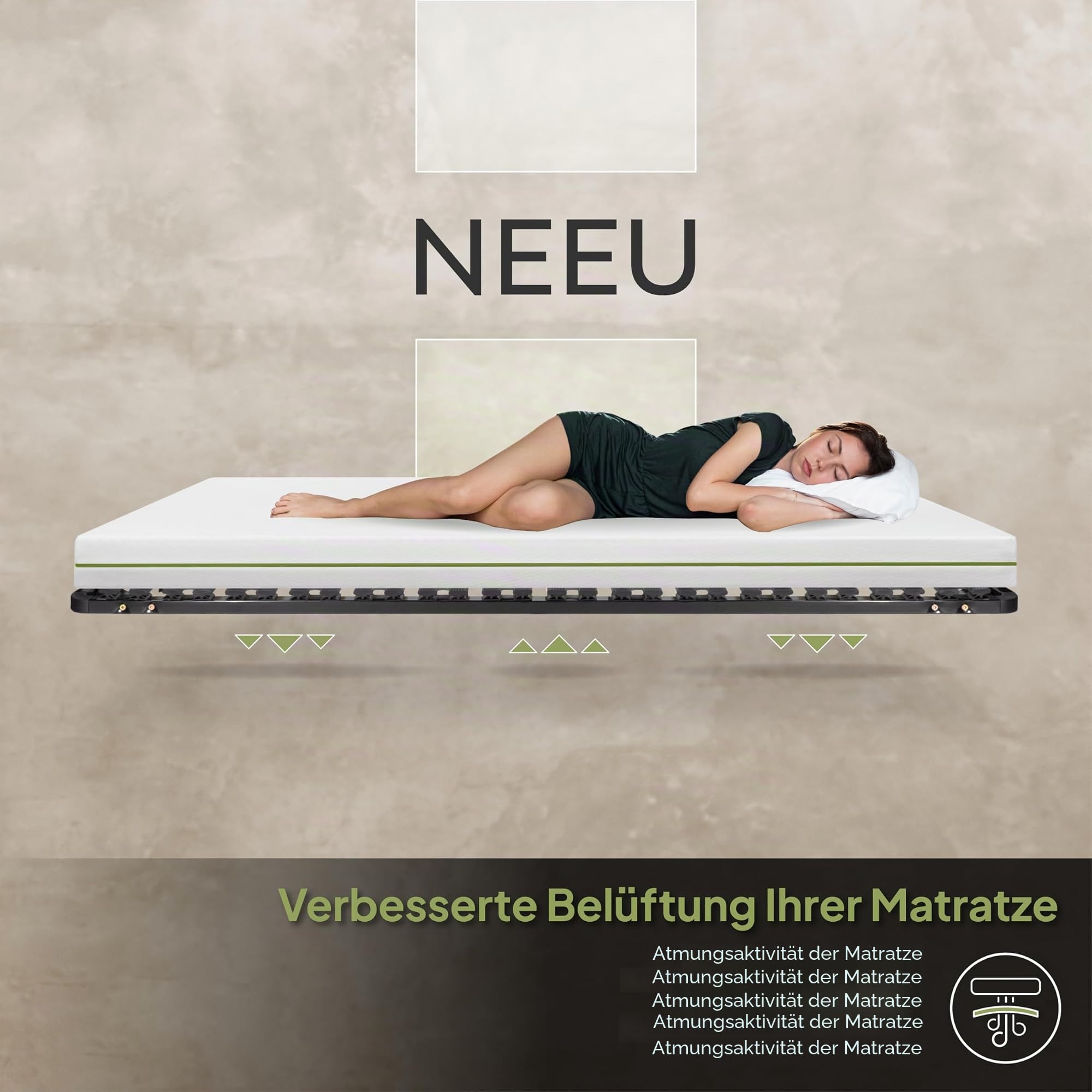 i-flair Lattenrost 140x200 cm mit Metallrahmen | 56 Leisten, Härtegrad verstellbar, Mittelzone anpassbar, stabil belastbar, für alle Matratzentypen geeignet